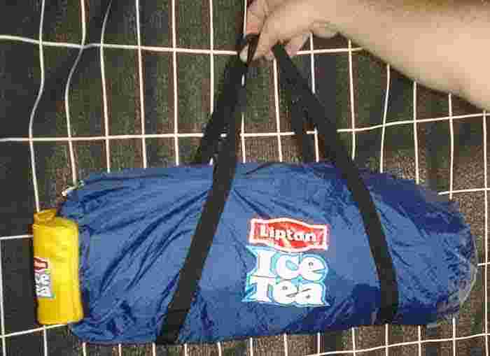  small compact can, that turns into a shoppingbags 
