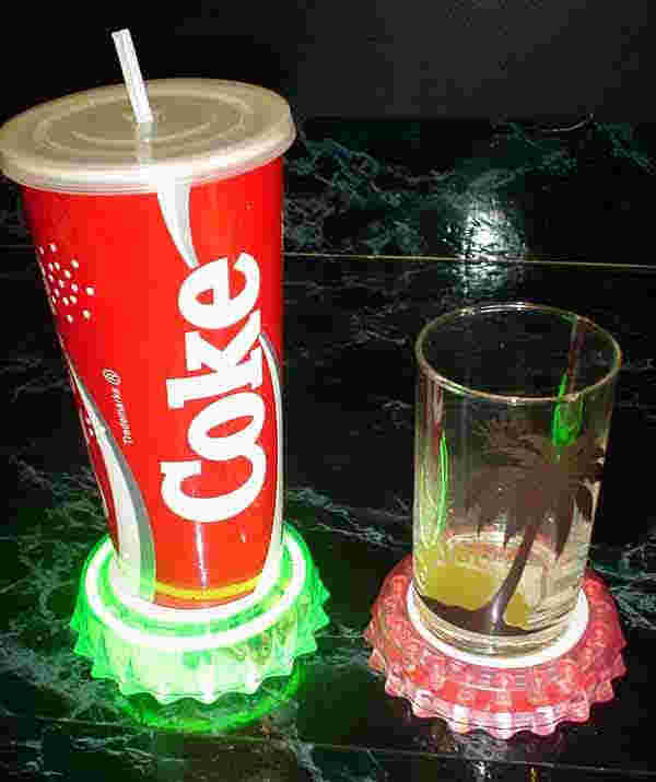 Drink coasters med lys , dioder eller neon, kanon til barer